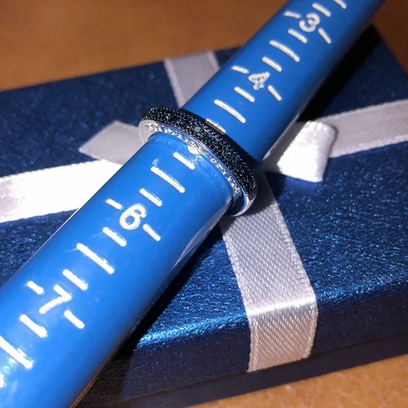 .10 ctw Blue Dia. Sterling Silver Ring - Picture 2 of 4